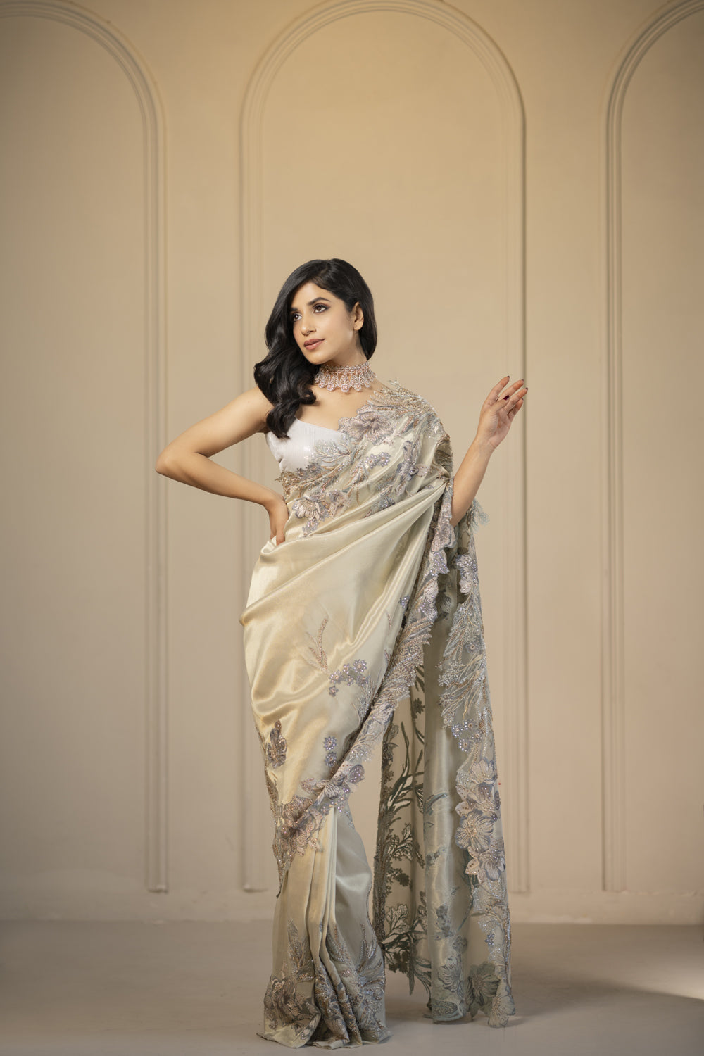 The 'carra' hand embroidered saree