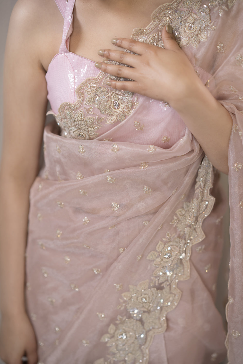 The 'bisous' hand embroidered saree