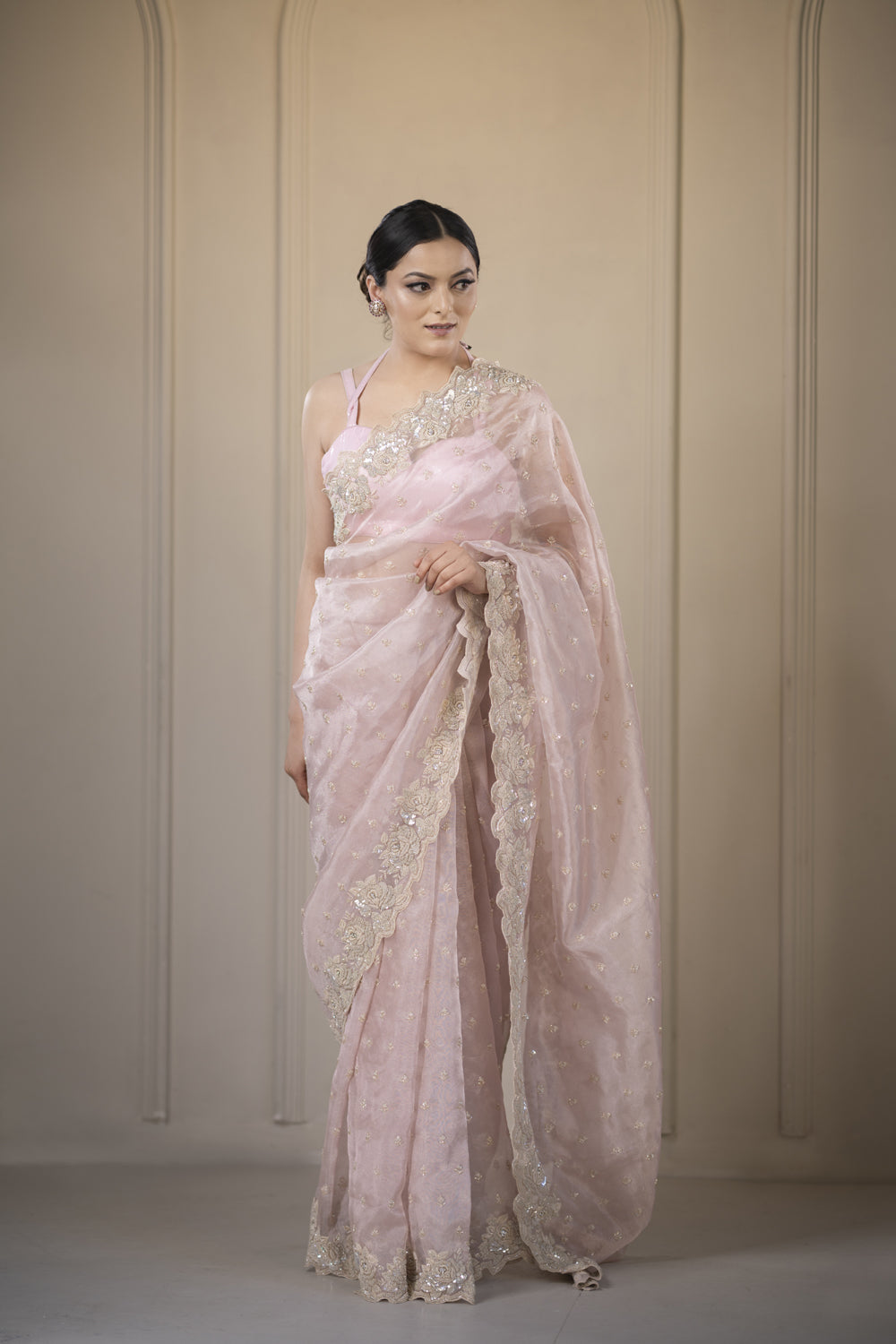 The 'bisous' hand embroidered saree