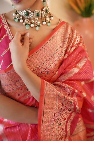 Handwoven 'gulabo' silk saree