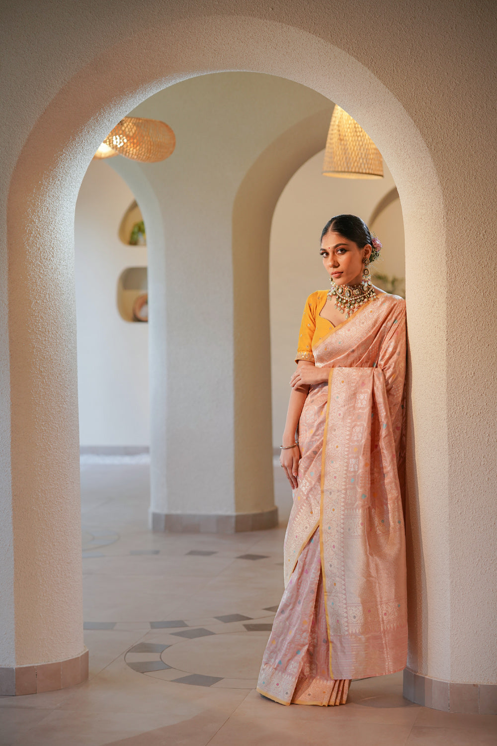 Handwoven 'chowkdi' silk saree