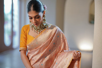 Handwoven 'chowkdi' silk saree