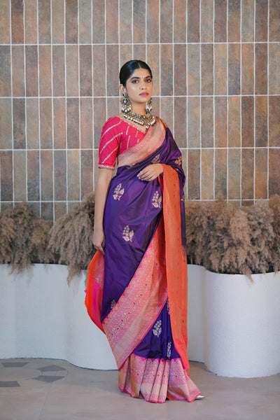 Handwoven 'chameli' silk saree