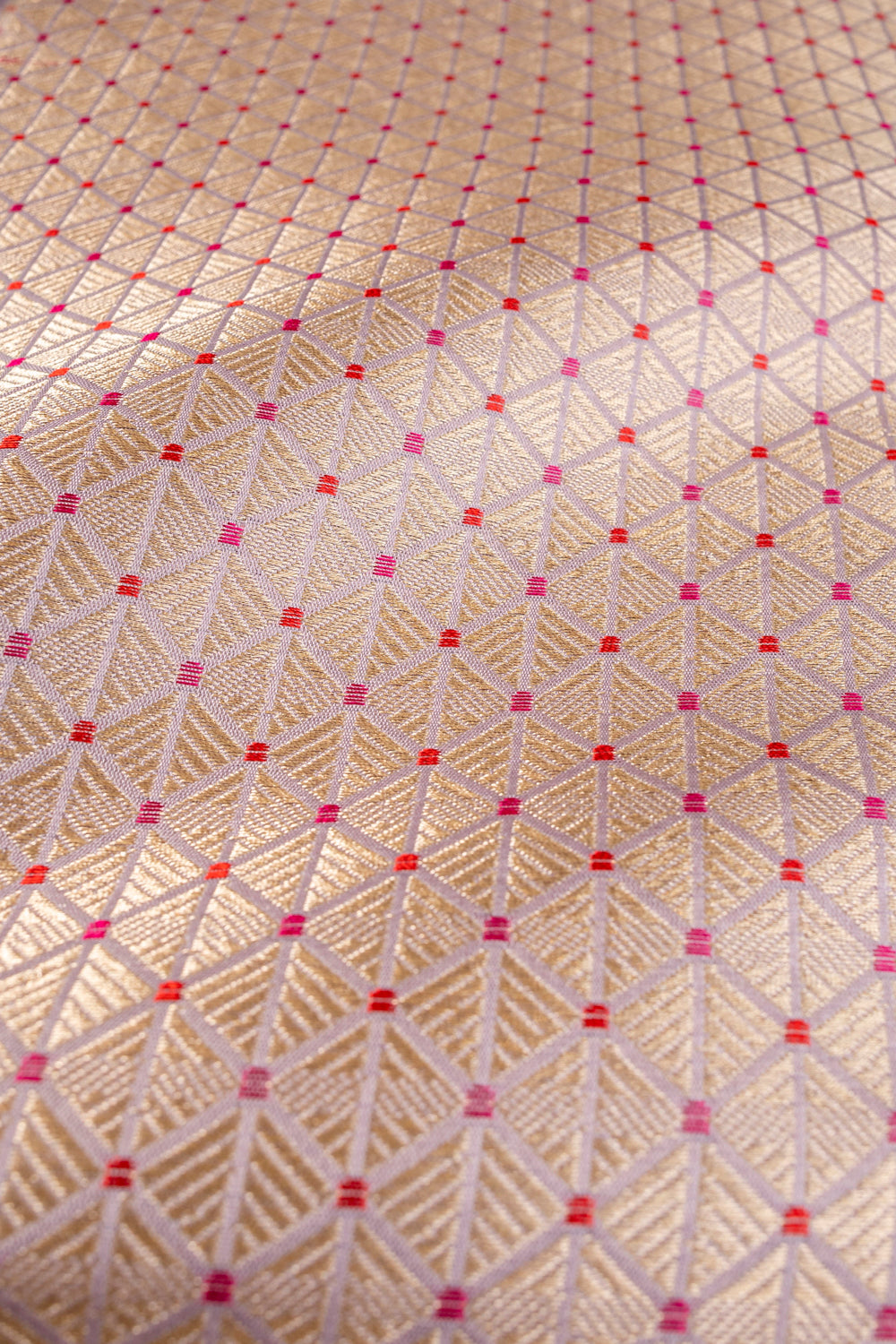 Handwoven lilac silk brocade fabric