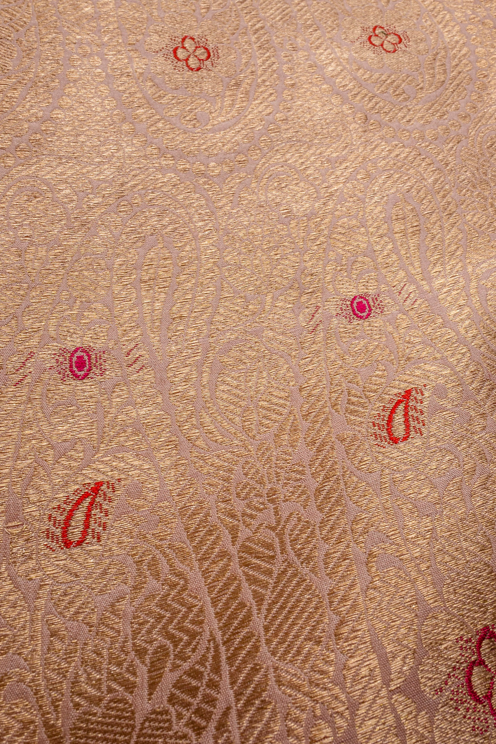 Handwoven powder pink silk brocade fabric