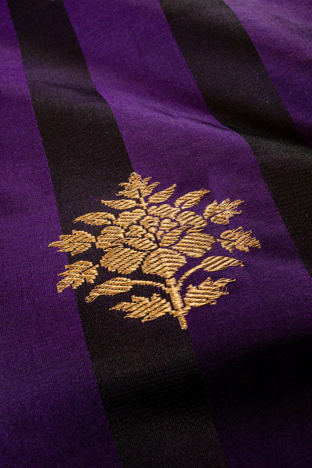 handwoven purple-black satin silk boota fabric