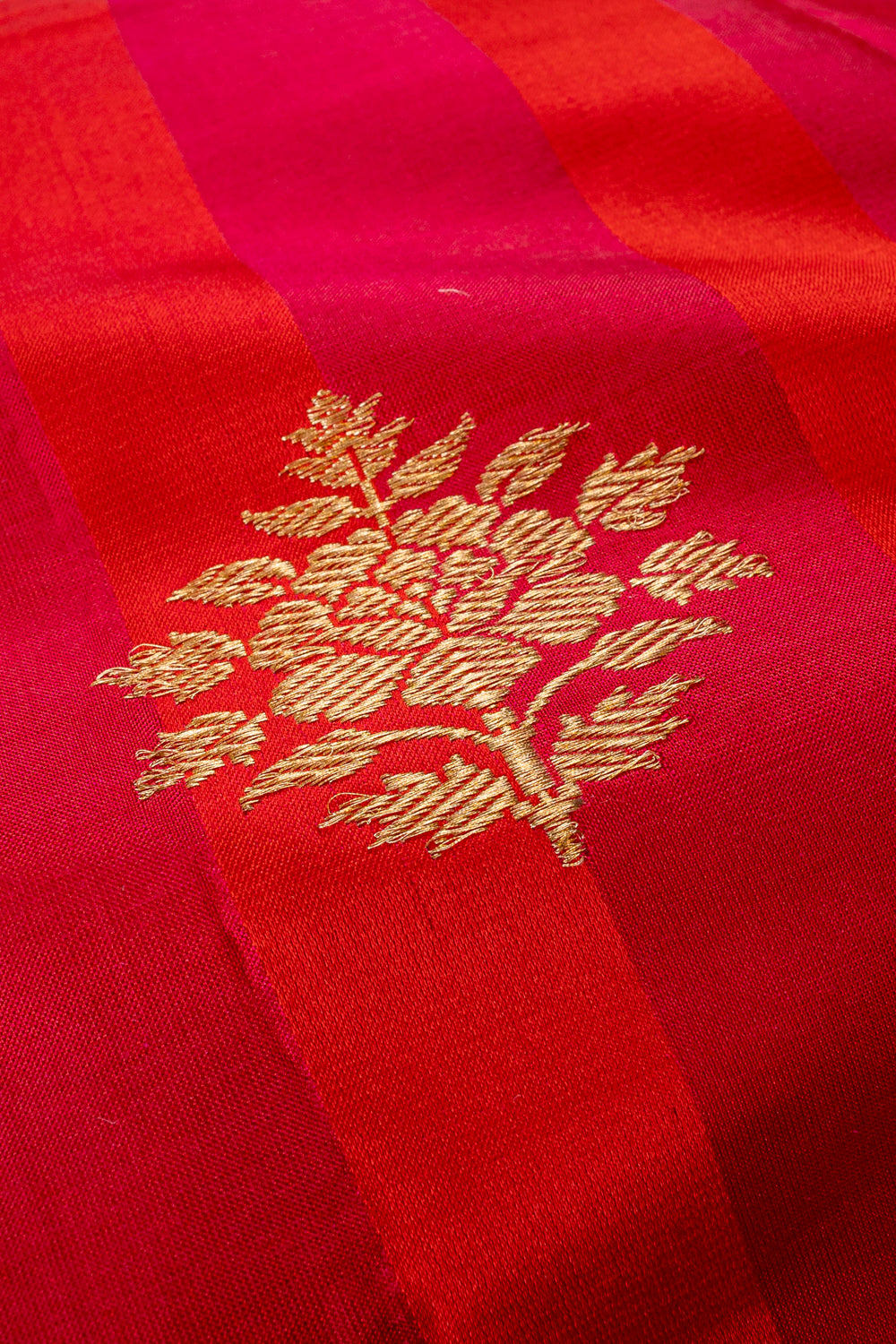 Handwoven pink-red satin silk boota fabric