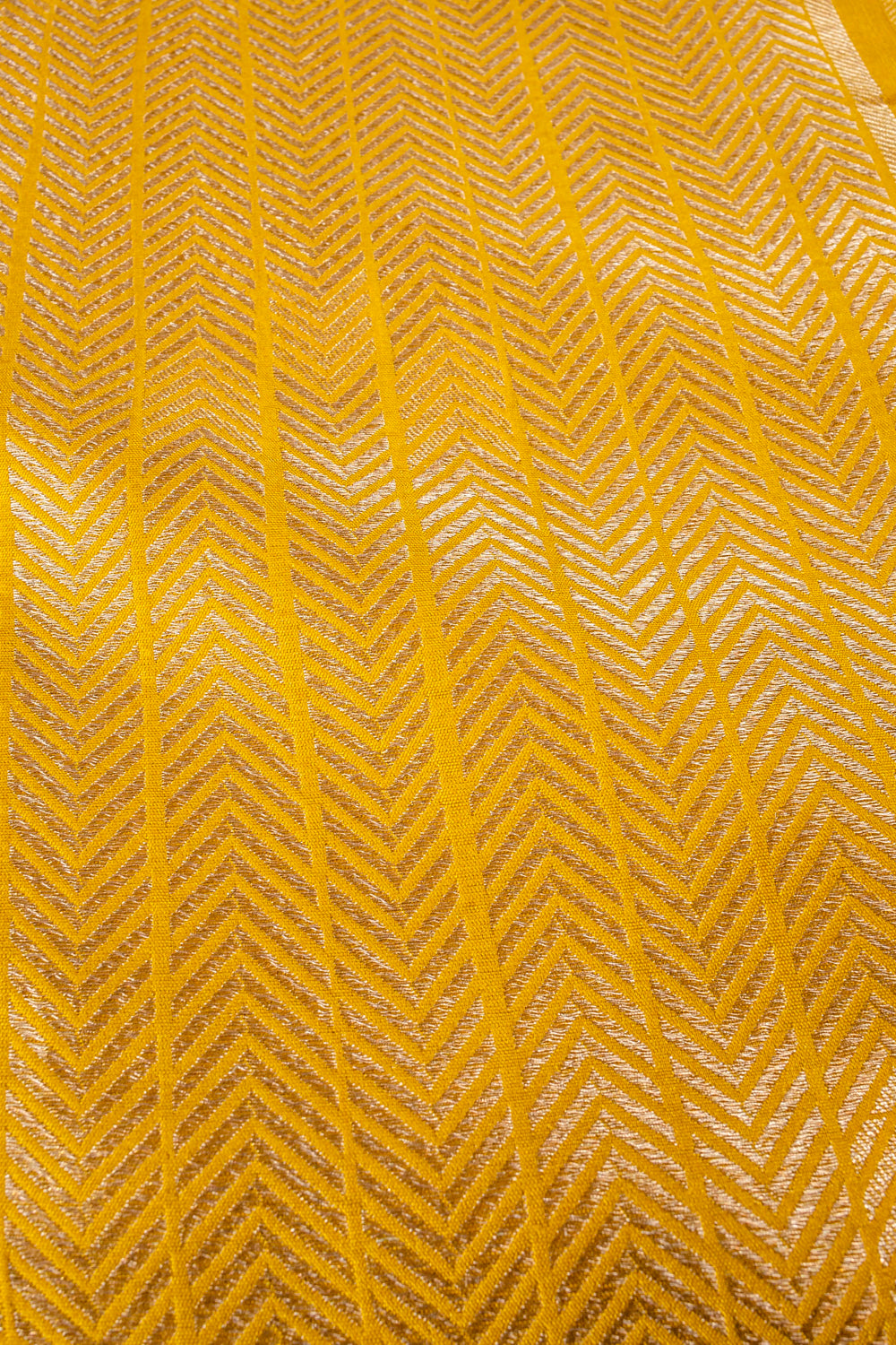 Handwoven yellow silk brocade fabric