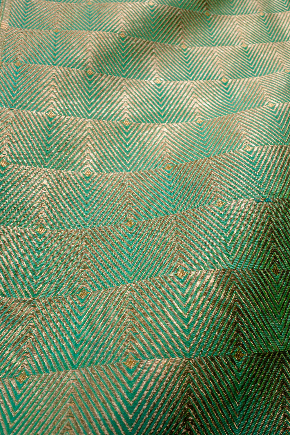 Handwoven shot green silk brocade fabric