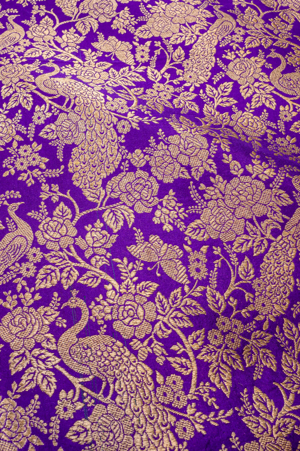 Handwoven royal purple silk shikargah fabric