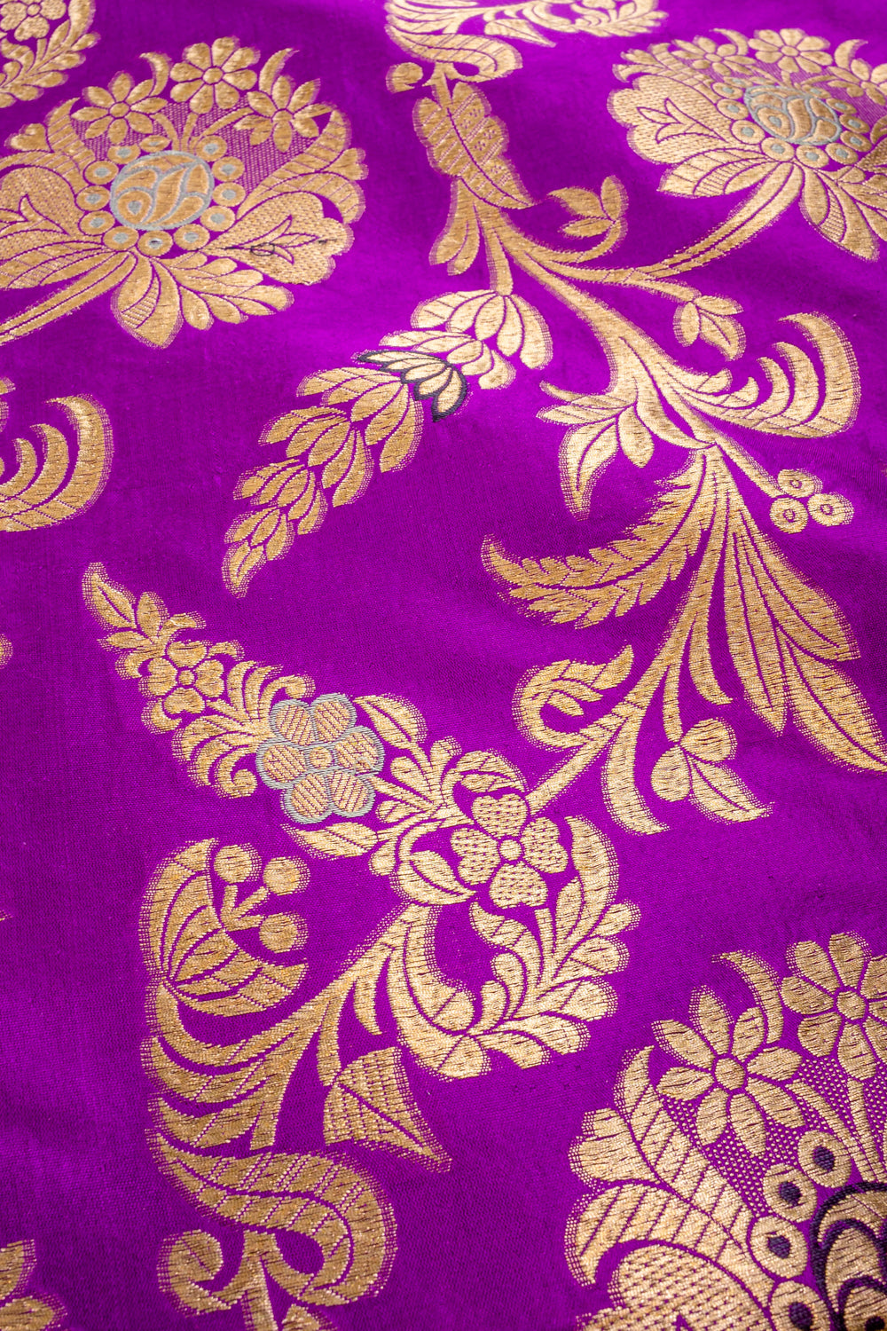 Handwoven royal purple silk jangla fabric