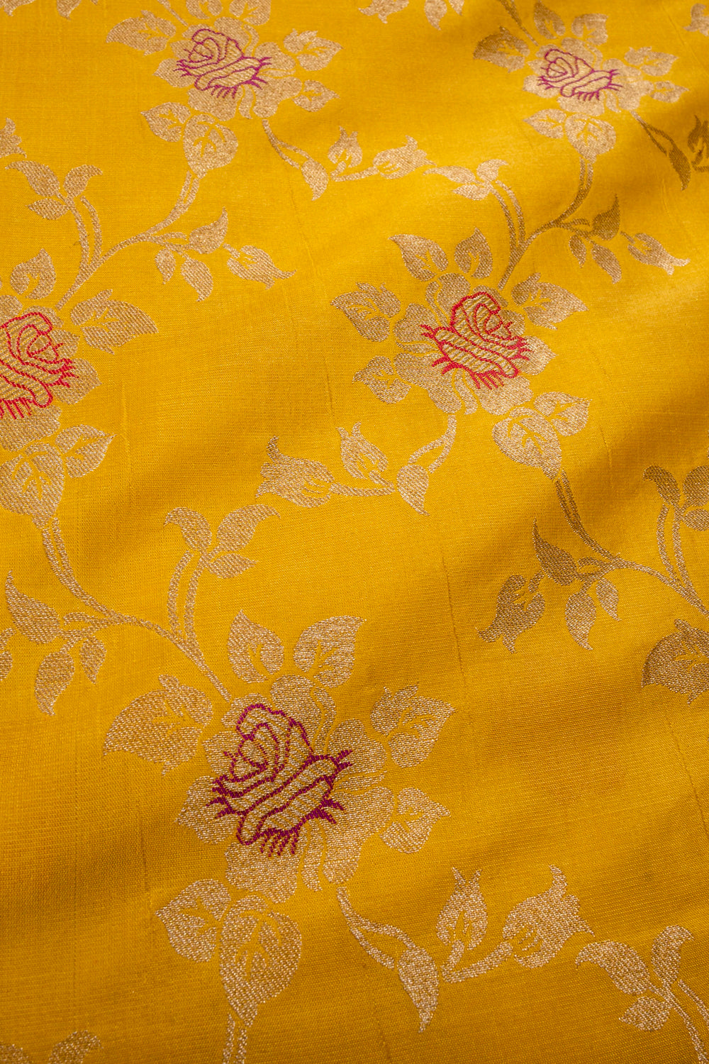 Handwoven yellow silk jangla fabric