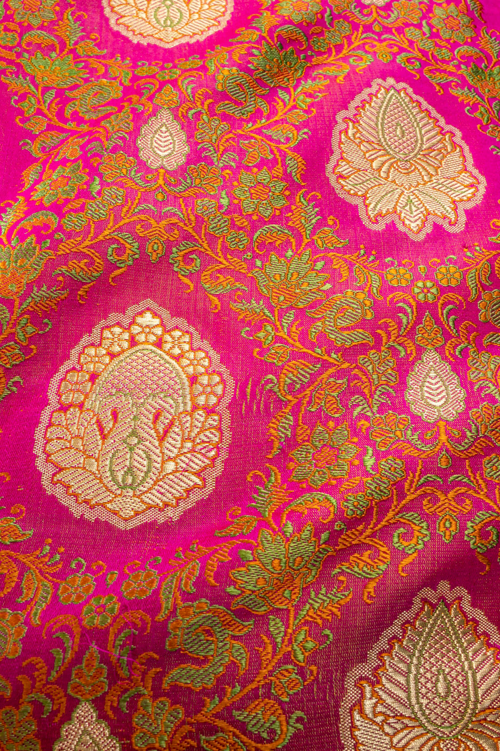 Handwoven candy pink tanchoi satin silk fabric