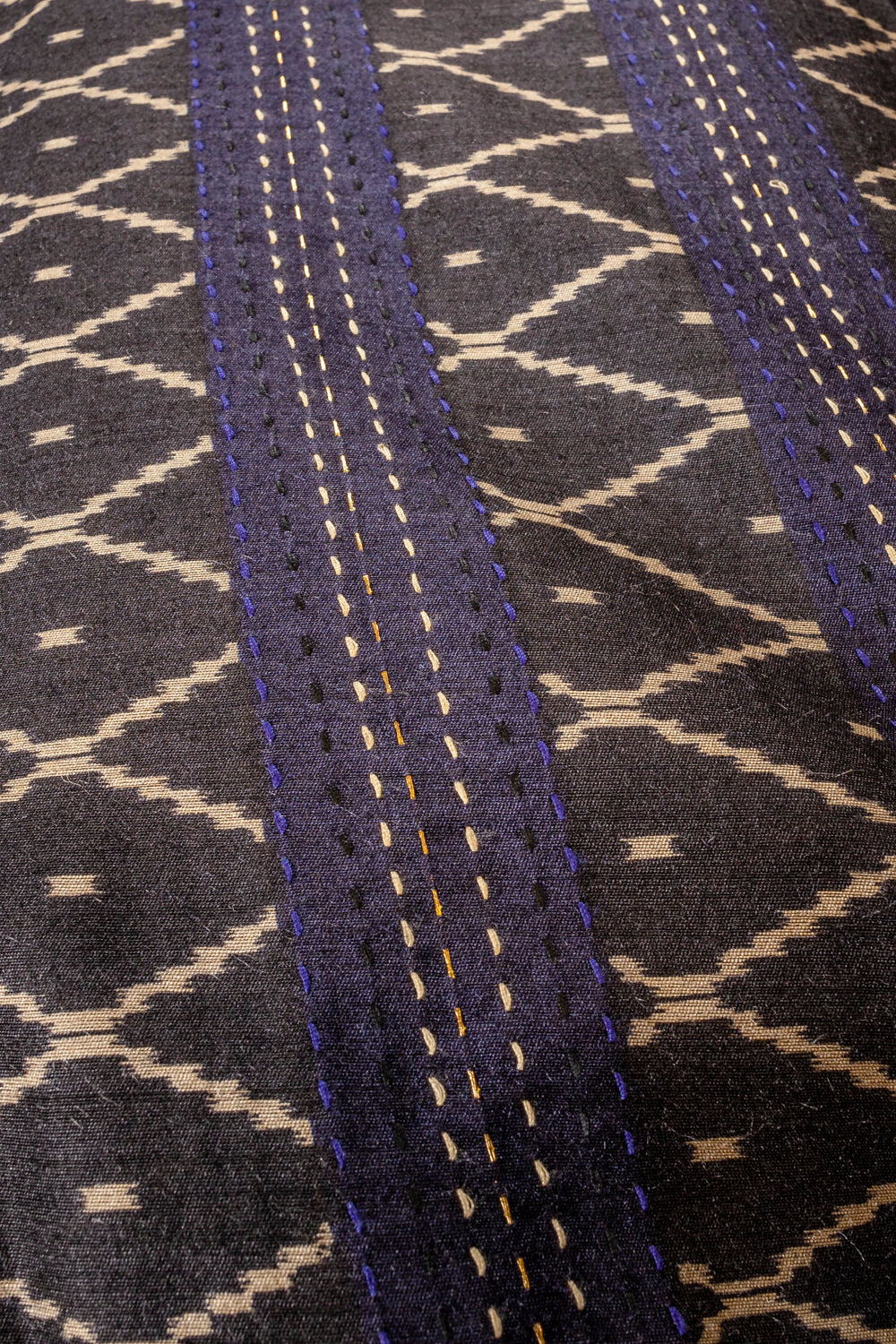 handwoven charcoal-blue chinia silk fabric