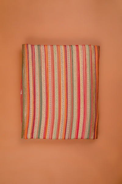 Handwoven orange-red georgette stripe fabric