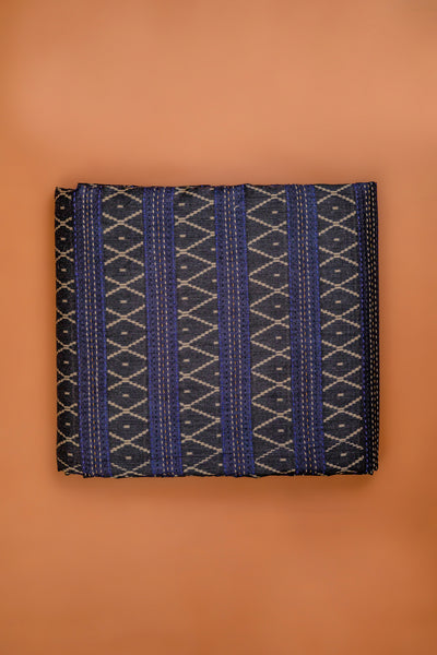 handwoven charcoal-blue chinia silk fabric