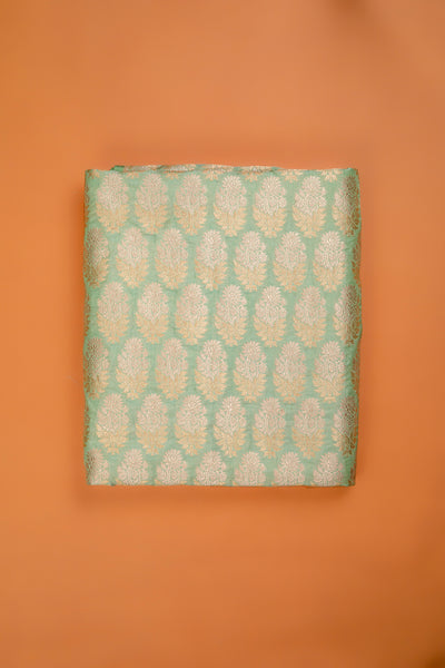 Handwoven mint green silk boota fabric