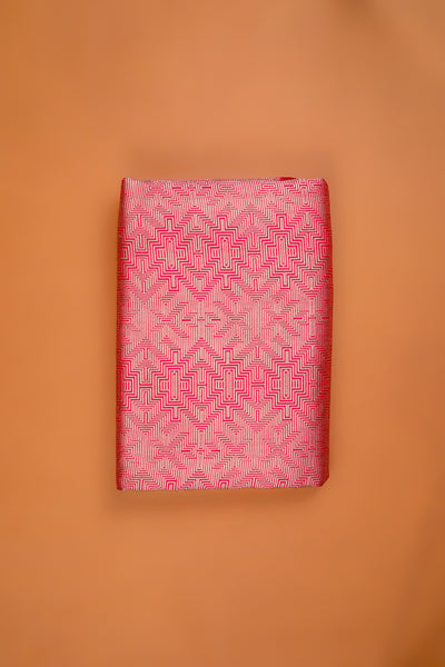 Handwoven pink silk brocade fabric