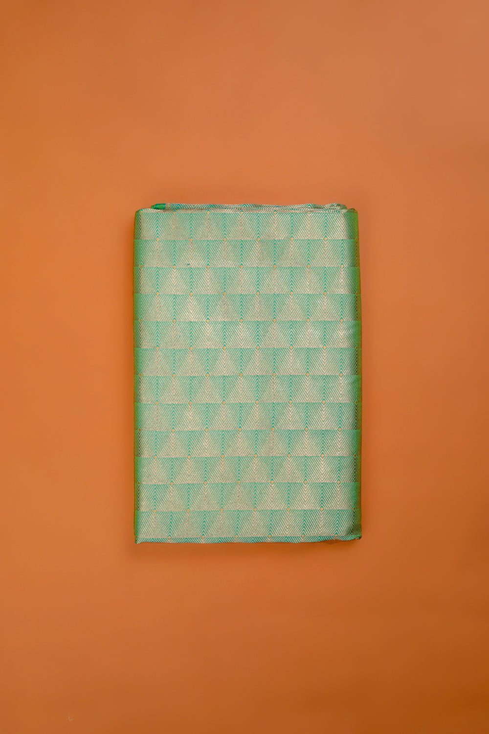 Handwoven shot green silk brocade fabric