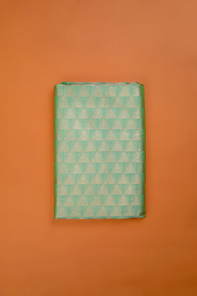 Handwoven shot green silk brocade fabric