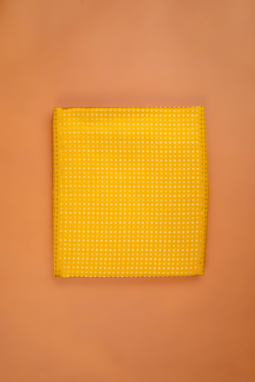 Handwoven yellow satin silk booti fabric