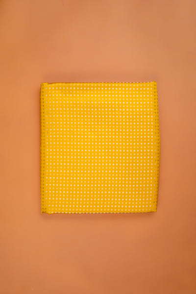 Handwoven yellow satin silk booti fabric