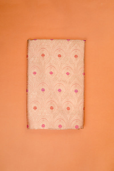 Handwoven peach silk brocade fabric