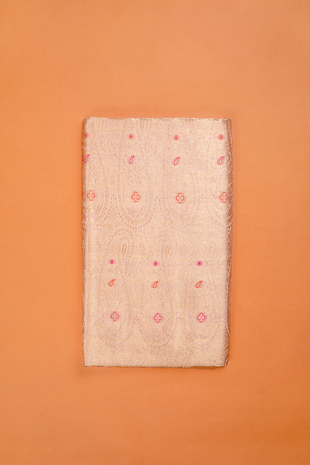 Handwoven powder pink silk brocade fabric