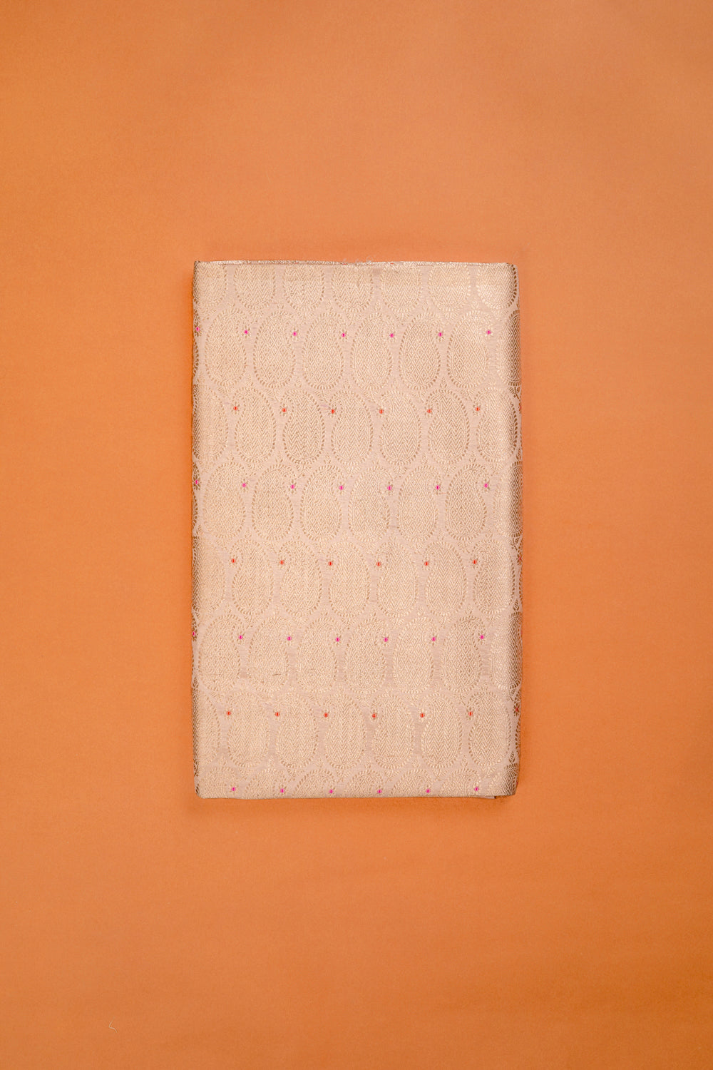 Handwoven powder pink silk brocade fabric