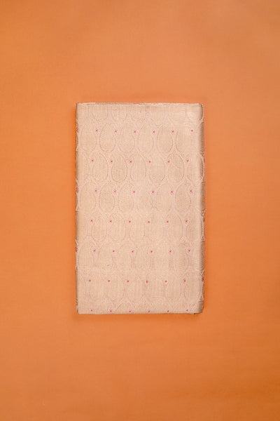 Handwoven powder pink silk brocade fabric