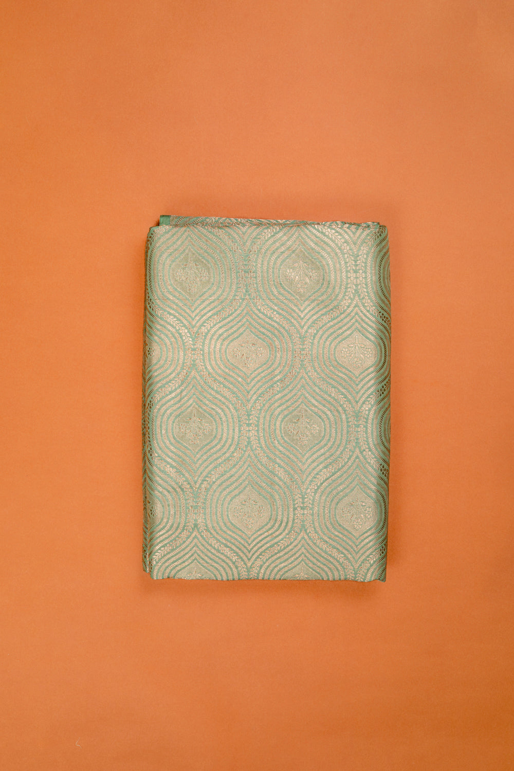 Handwoven mint green silk brocade fabrics