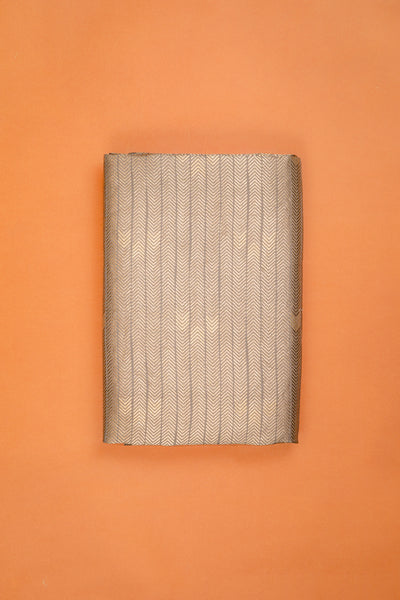 Handwoven olive grey silk brocade fabric