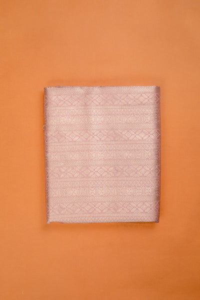 Handwoven pastel pink silk brocade fabric