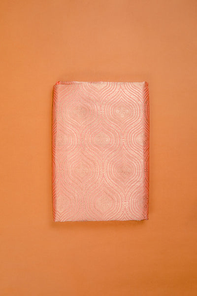 Handwoven peach silk brocade fabric