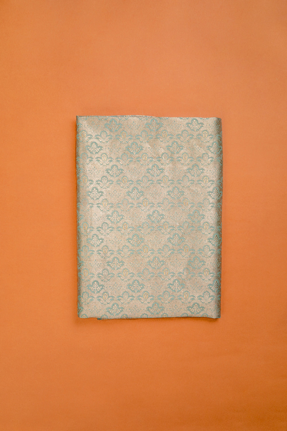 Handwoven aqua silk brocade fabric