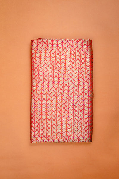 Handwoven red silk brocade fabric