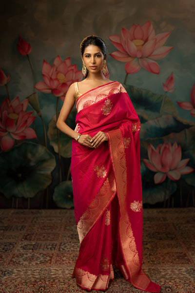 Sunset Pink Handwoven Pure Silk Saree