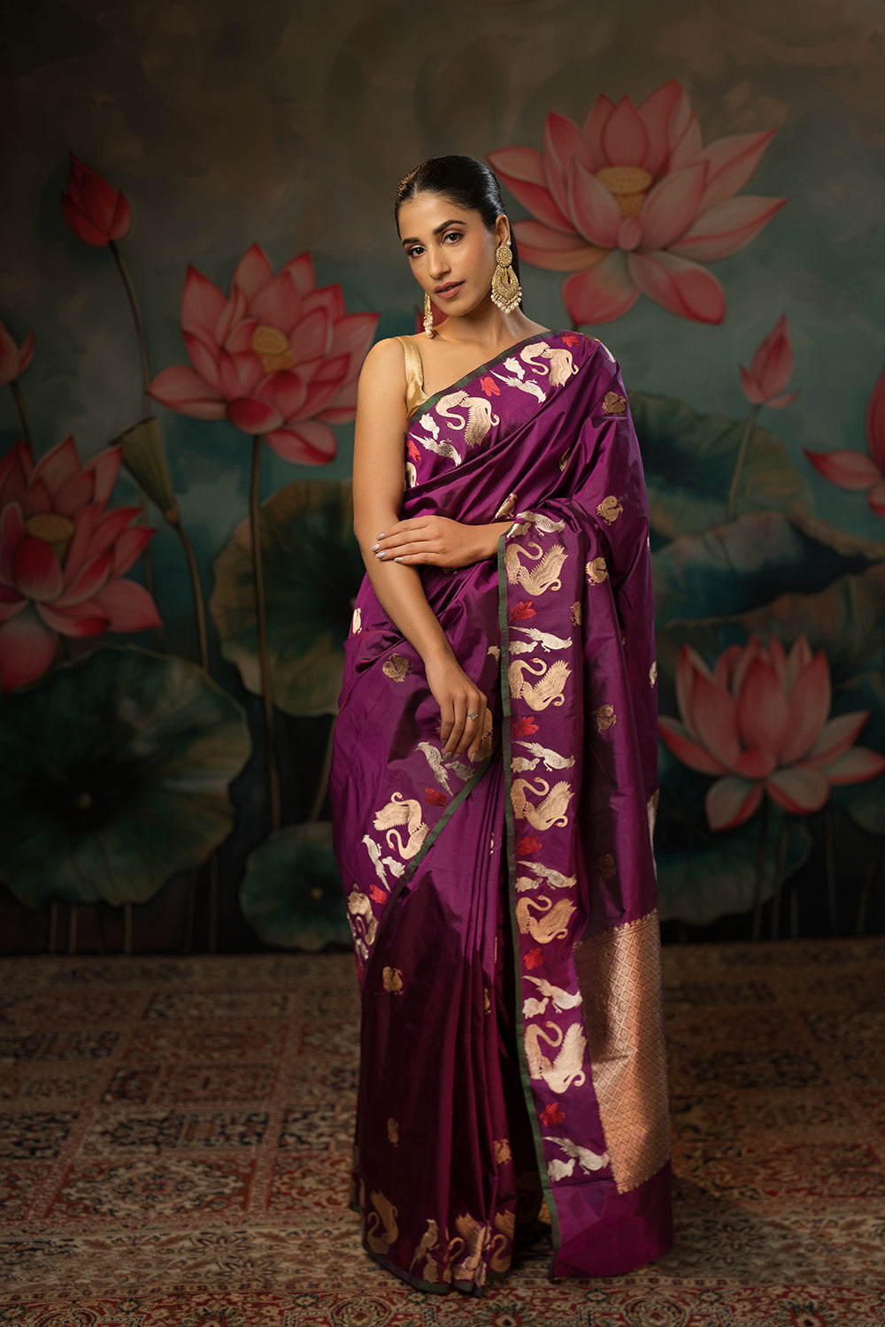 Aubergine Handwoven Pure Silk Saree
