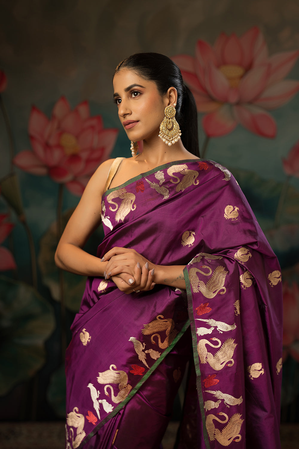 Aubergine Handwoven Pure Silk Saree