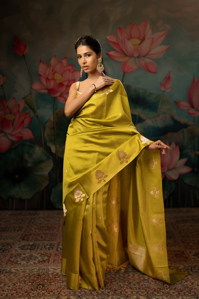 Lime Handwoven Pure Silk Saree