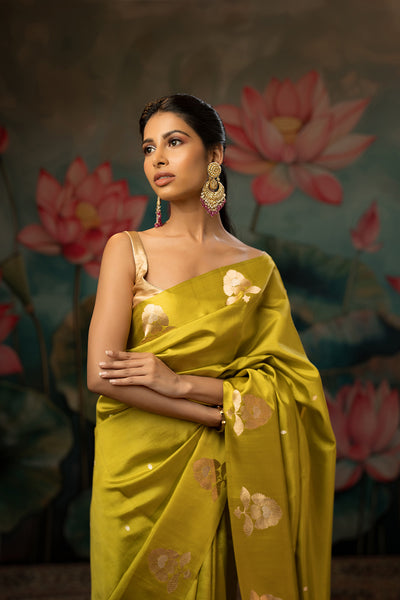 Lime Handwoven Pure Silk Saree