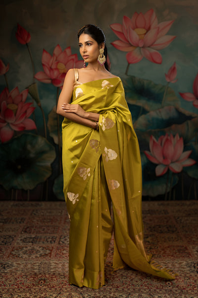 Lime Handwoven Pure Silk Saree