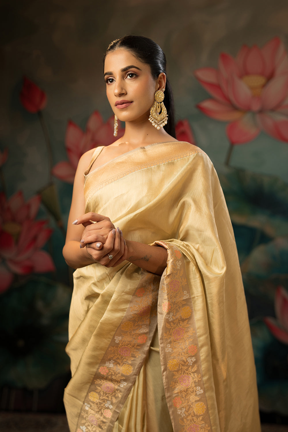 Pistachio Green Handwoven Pure Tissue Twill Saree