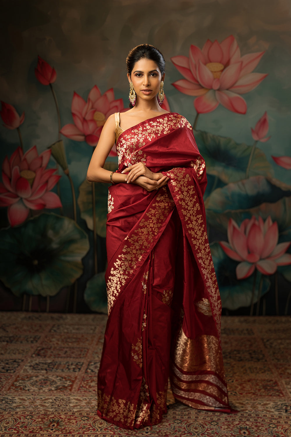 Garnet Handwoven Pure Silk Saree