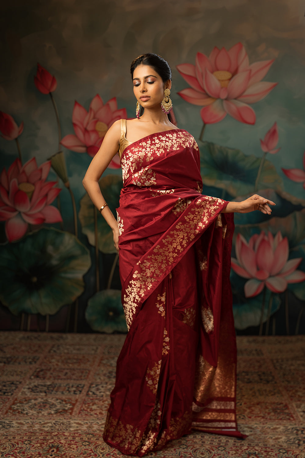 Garnet Handwoven Pure Silk Saree