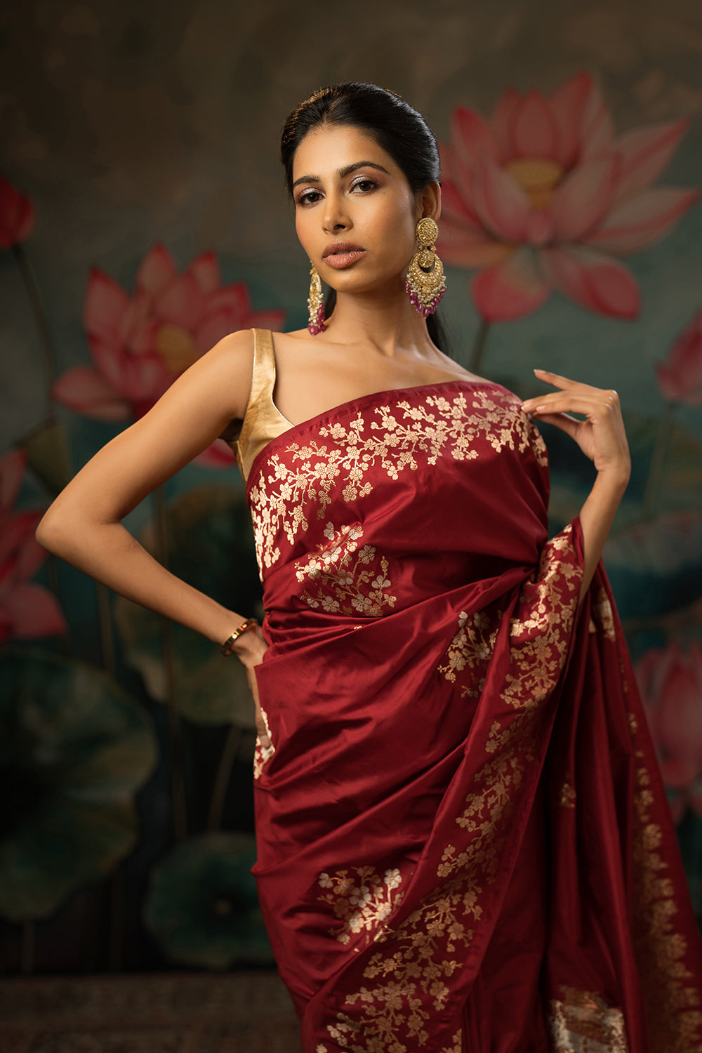 Garnet Handwoven Pure Silk Saree