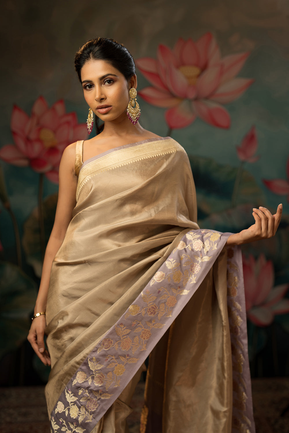Silver Handwoven Pure Tissue Twill Saree