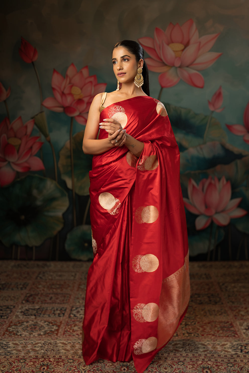 Blood Red Handwoven Pure Satin Silk Saree