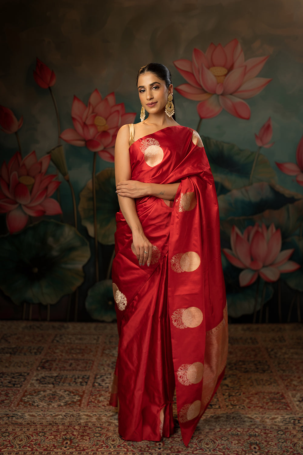 Blood Red Handwoven Pure Satin Silk Saree