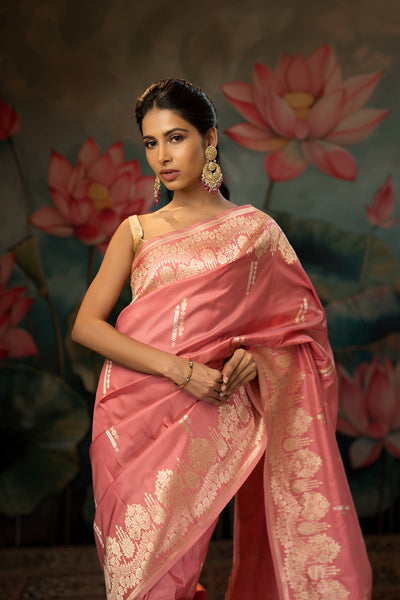Bubblegum Pink Handwoven Pure Silk Saree